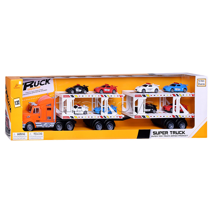 Автовоз "Технорейс" с полицейскими авто, в коробке