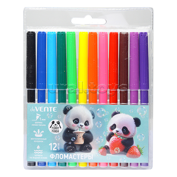 Фломастеры 12цв. "Yummy Panda" с вентилируемым колпачком, в пластиковом блистере Фломастеры 12цв. "Yummy Panda" с вентилируемым колпачком, в пластиковом блистере