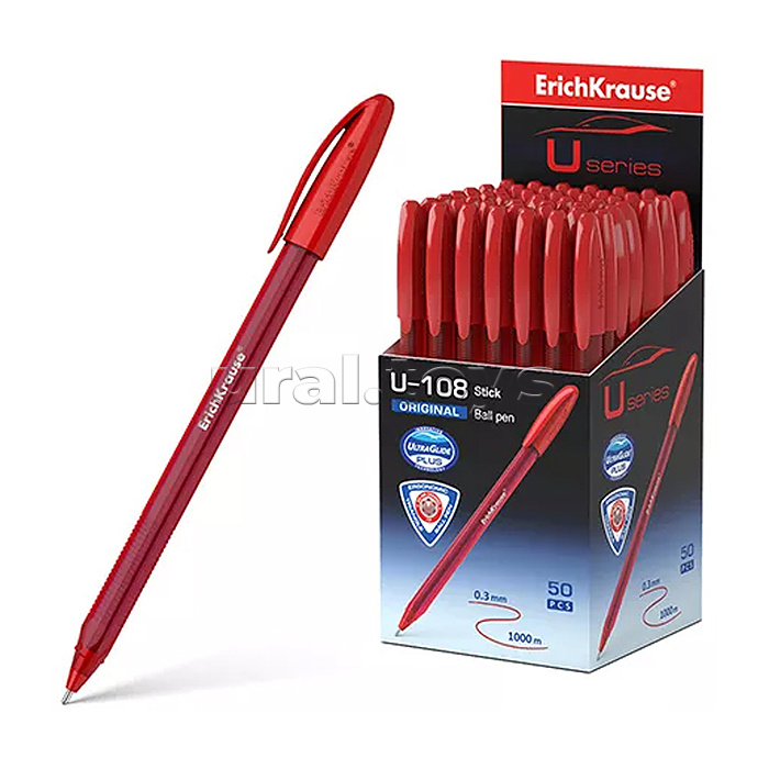 Ручка шариковая U-108 Stick Original 1.0, Ultra Glide Technology, цвет чернил красный (в коробке по 50 шт.)