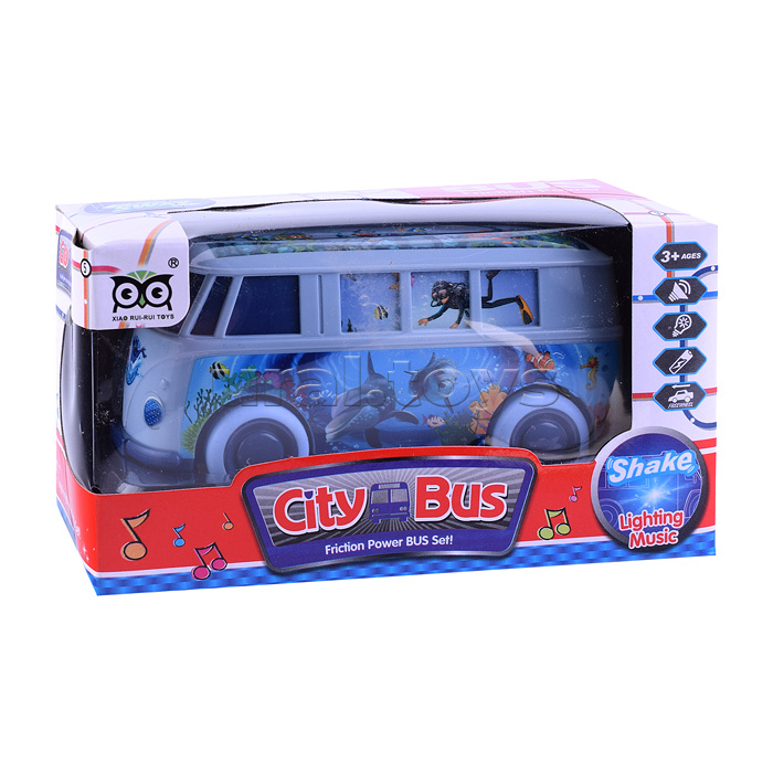 Автобус "Подводный мир" инерционный, на батарейках, в коробке