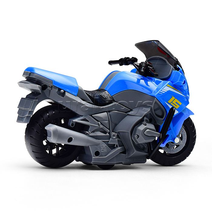 Мотоцикл "Спортивный" 1:20 (свет, звук) в коробке (цвет синий)