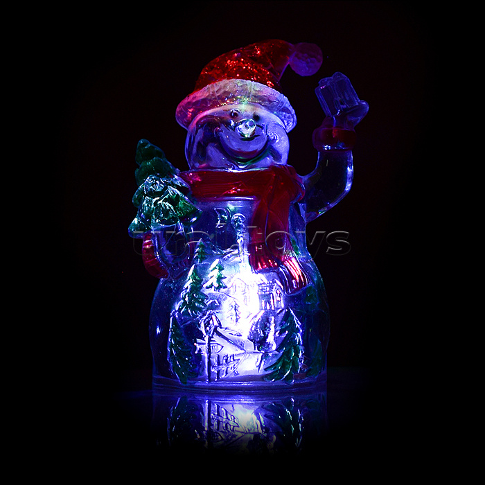 Снеговик светящийся 12см, с елочкой и фонариком, в коробке