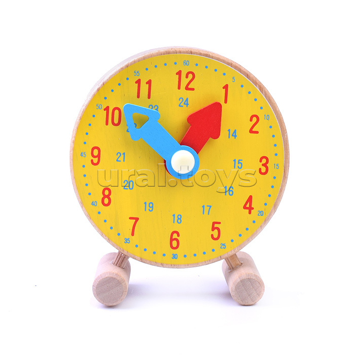 Часы деревянные, желтые в коробке