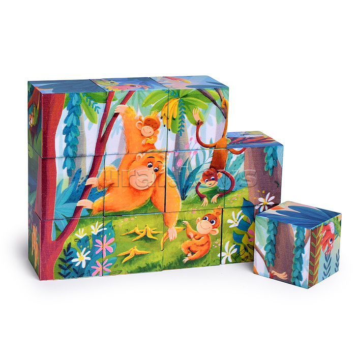 Кубики 12 шт. "Дикие джунгли" (StepKids)