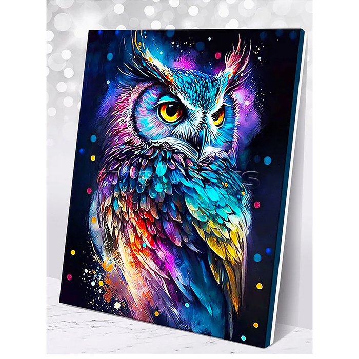 Картина по номерам 40х50 "Яркая сова" светящаяся краска, 24 цвета