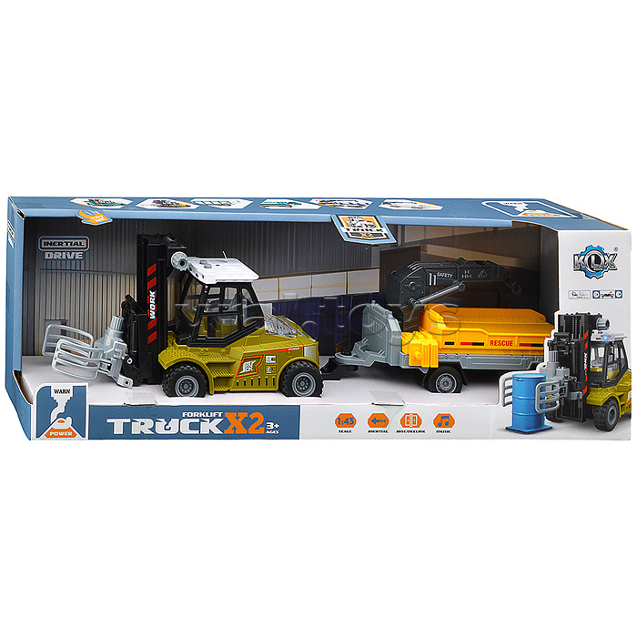 Машина "Погрузчик" с прицепом (свет, звук) в коробке