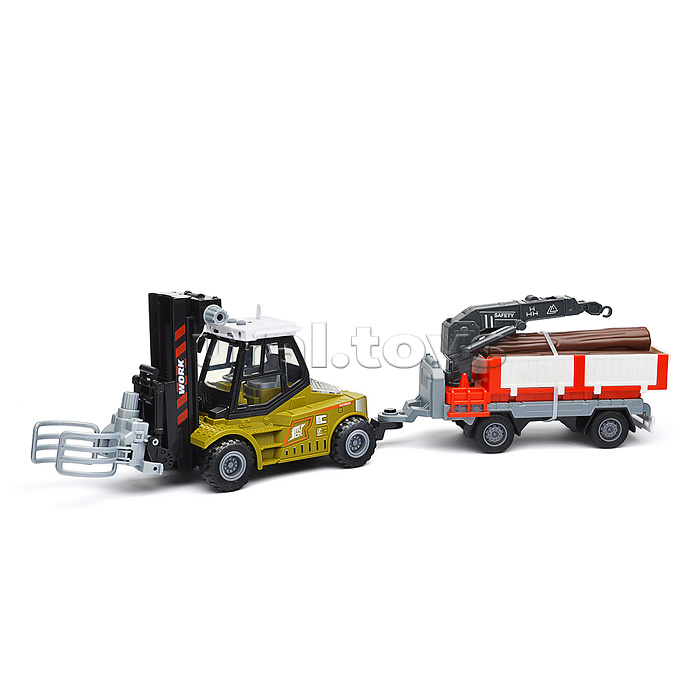 Машина "Погрузчик" с краном (свет, звук) в коробке