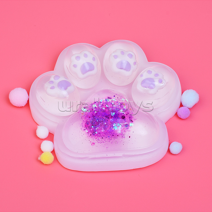 Игрушка-антистресс "Лапка с блестками"