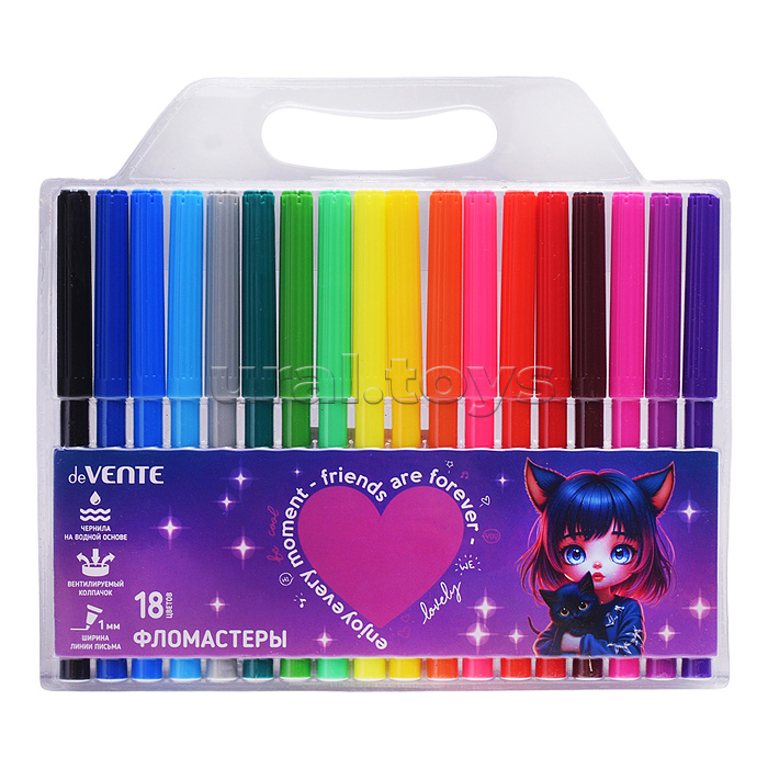 Фломастеры "Friends Forever" 18 цветов с вентилируемым колпачком, в пластиковом блистере