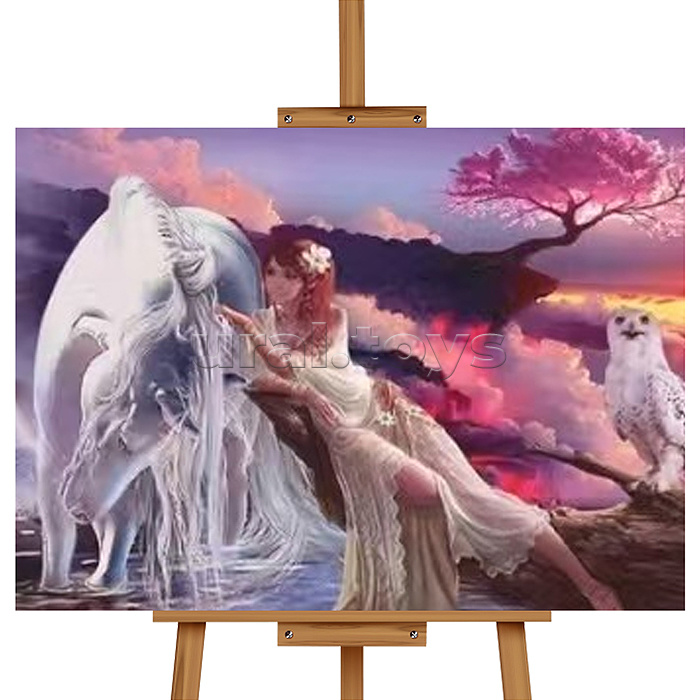 Мозаика алмазная "Девушка с белой лошадью" 40*50см.