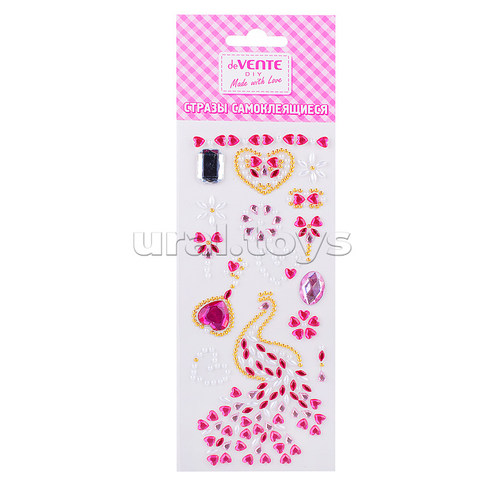 Стразы самоклеящиеся "Firebird" акриловые, карточка 7,5x18 cм, цвета ассорти, в пластиковом пакете с блистерным подвесом