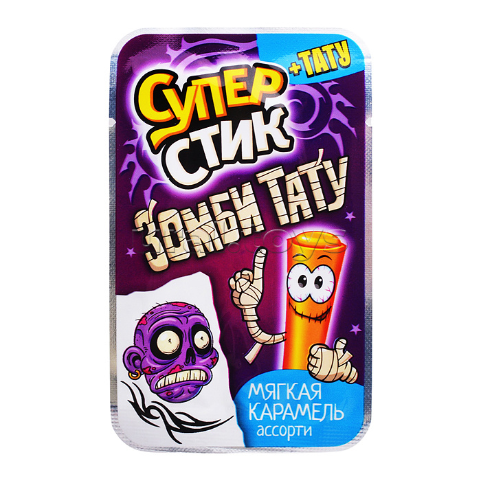 Мягкая карамель "Супер стик с тату зомби" 5гр*40шт