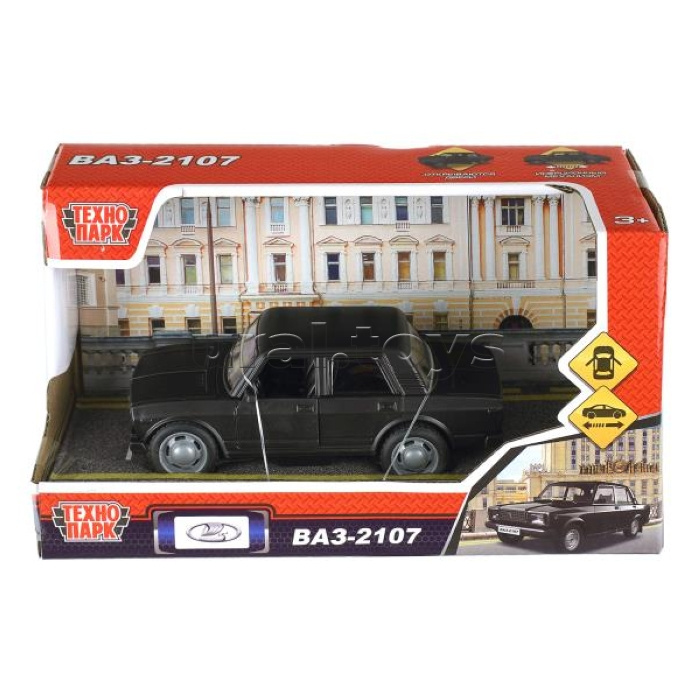 Машина пластик Lada 2107 13,5 см, инерц, двери, черный