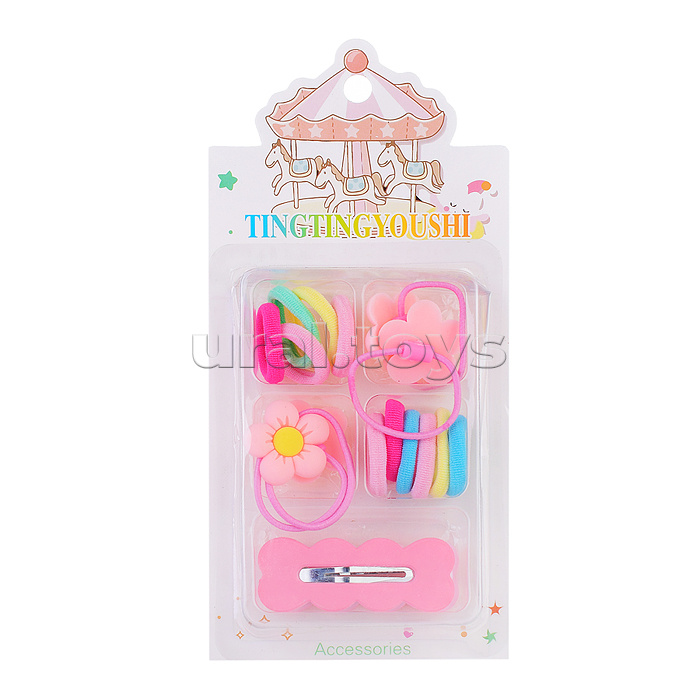 Набор заколок и резинок для волос "Цветочек"