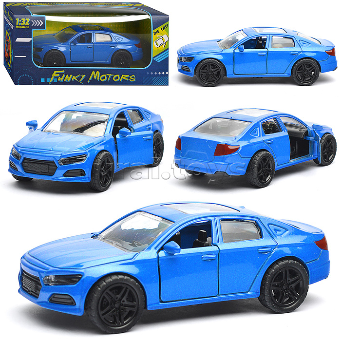 Синяя инерционная машинка с люком, die-cast, 1:32, открывающиеся двери