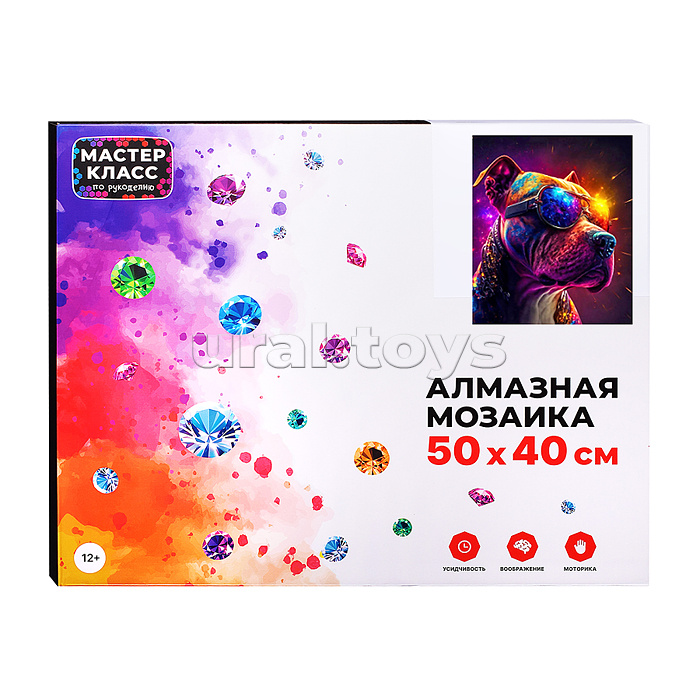 Мозаика алмазная "Собака в очках" 40*50см.