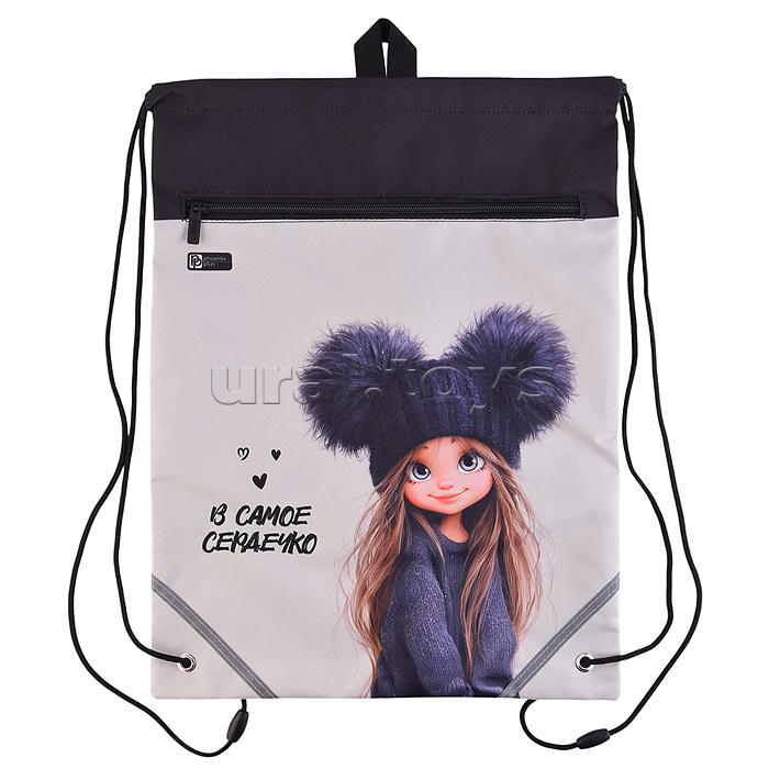 Мешок для обуви "Девчонка в шапке" 1 отделение, 36x48 см, полиэстер