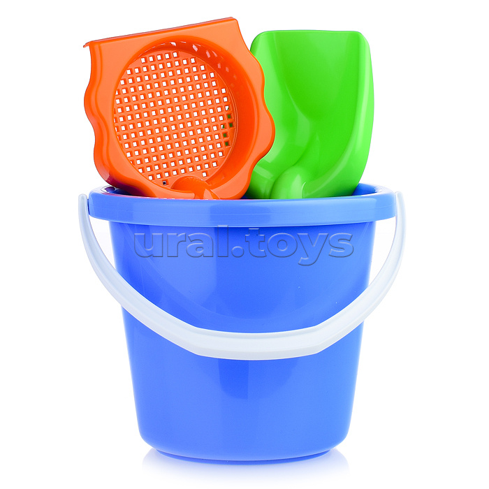 Песочный набор 3пр.(ведро большое, грабли-ситечко 25 см, совок 26 см)