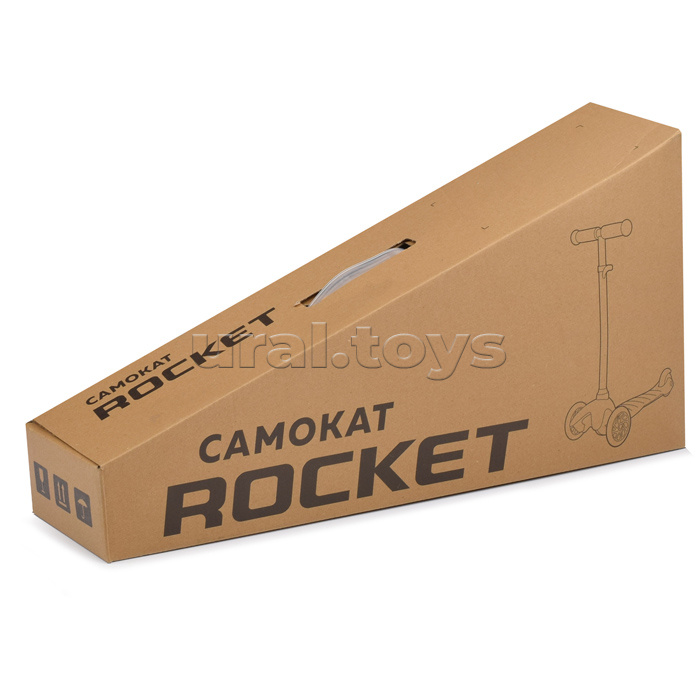 Самокат трёхколёсный ROCKET колёса PU, цвет оранжево-синий