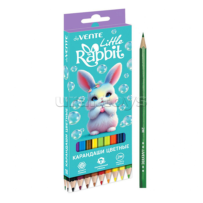 Карандаши цветные "Little Rabbit" 18 цветов, 2М, диаметр грифеля 2,8 мм, шестигранные, в картонной коробке