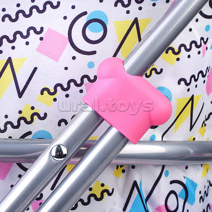 Коляская кукольная прогулочная, металлическая, складная, с корзиной и сумкой