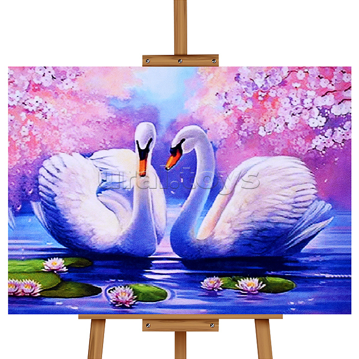 Мозаика алмазная "Пара лебедей" 20*30см.