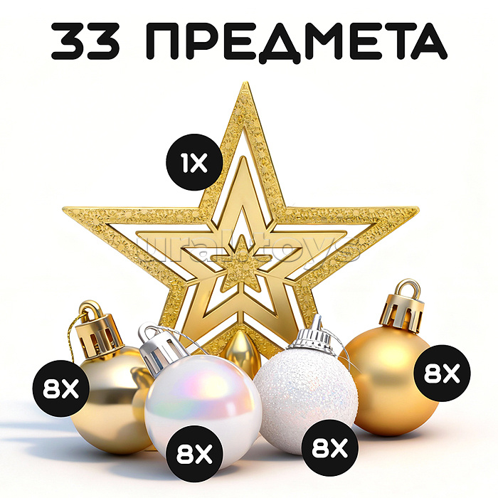 Набор новогодних украшений "Яркие впечатления" (33шт 3см)