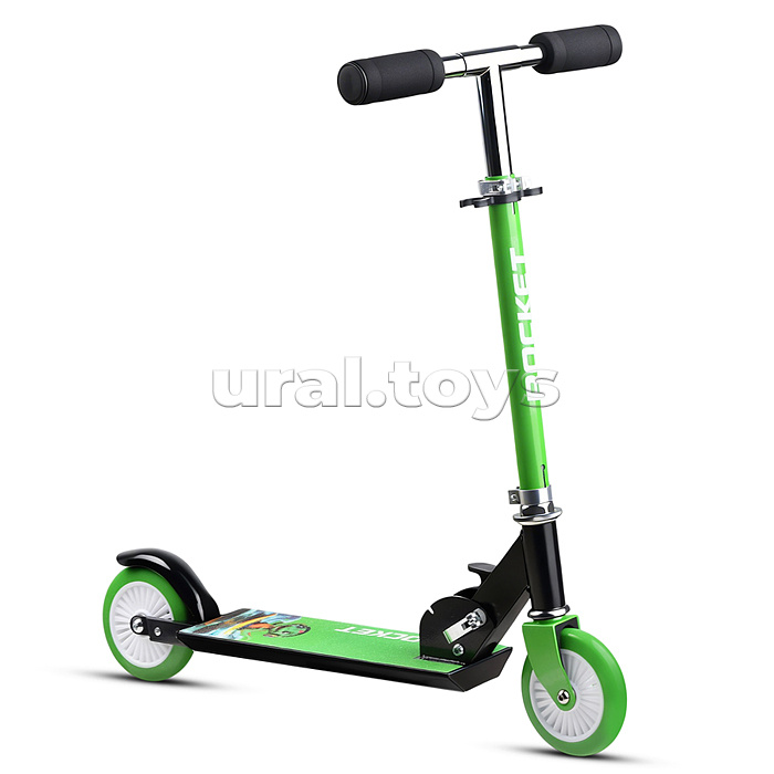 Самокат 2-х колесный ROCKET,колеса PU/ 125 мм, ABEC 7, зеленый (в пакете)