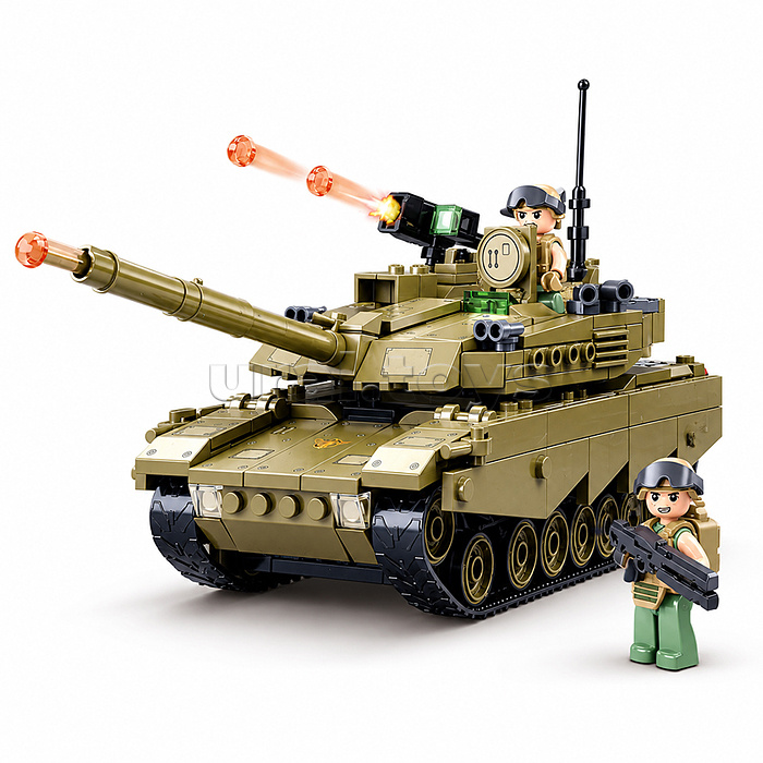 Конструктор "Танк-M1XS Абрамс с фигурками людей" (322 дет.) в коробке