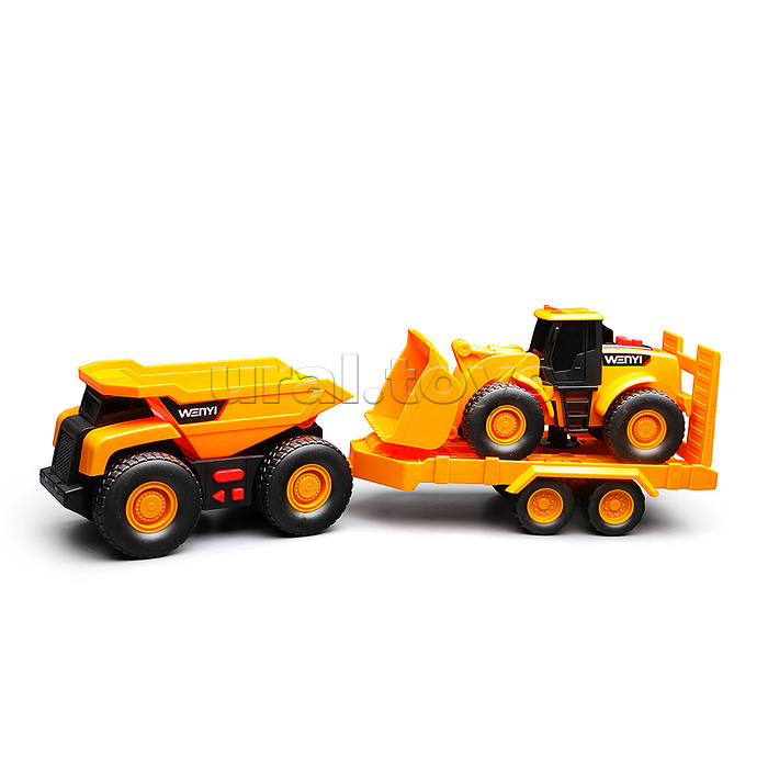 Машина "Бульдозер" с трактором и прицепом, 1632 (свет, звук) в коробке