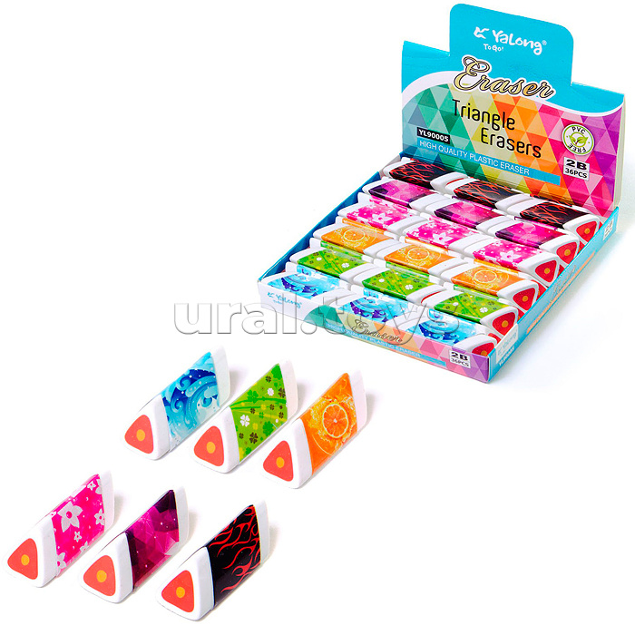 
Ластик синтетический каучук, трехгранный, ассорти, 50*20*20 мм, картонная упаковка