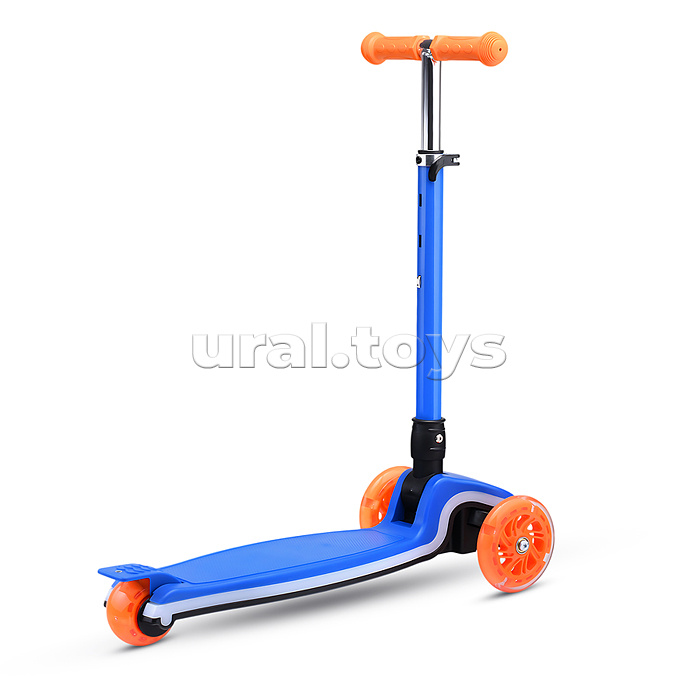 Самокат трёхколёсный ROCKET колёса световые PU, цвет синий