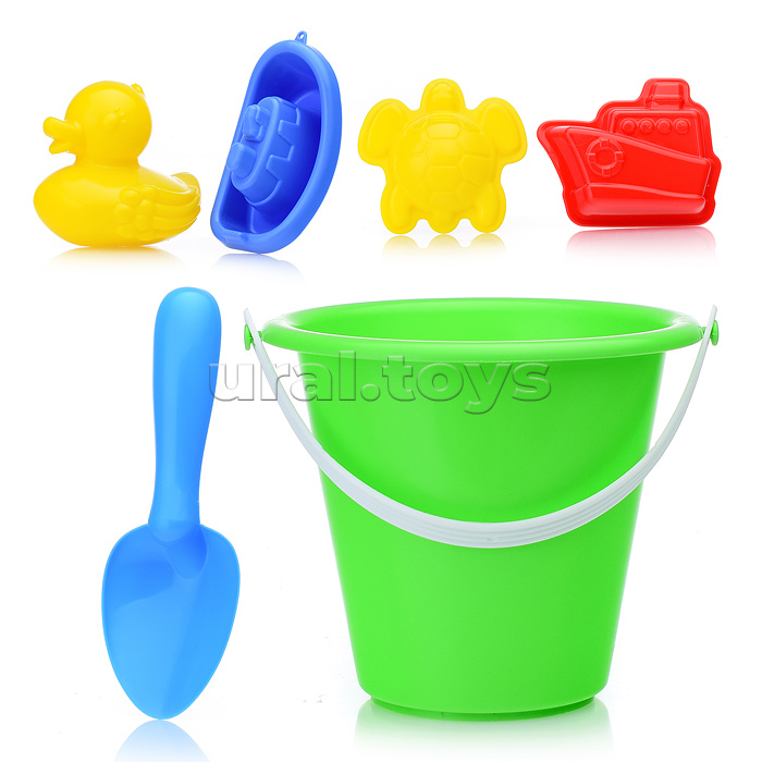 Песочный набор "Морские приключения" ( уточка, 3 формочки, совок, ведро )