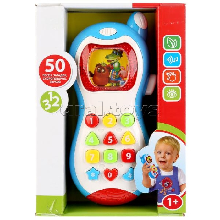 Обучающий телефон "Учим цифры и цвета" (24 русские народные песни, звуки телефона)