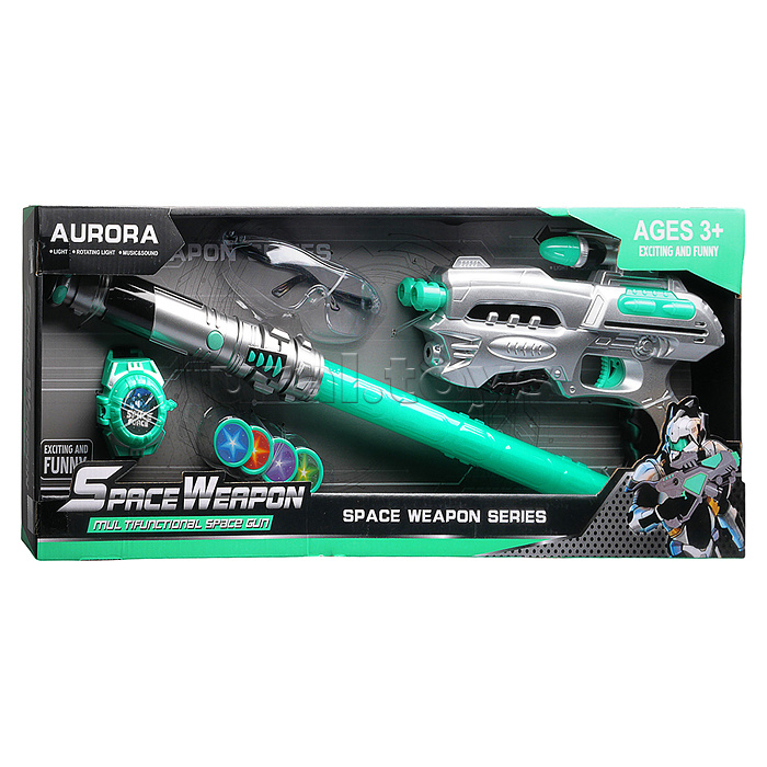 Набор оружия "Космический бой" (свет, звук) на батарейках, в коробке
