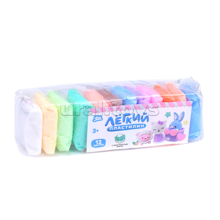 Легкий пластилин 12 нежных цветов с добавкой, мята