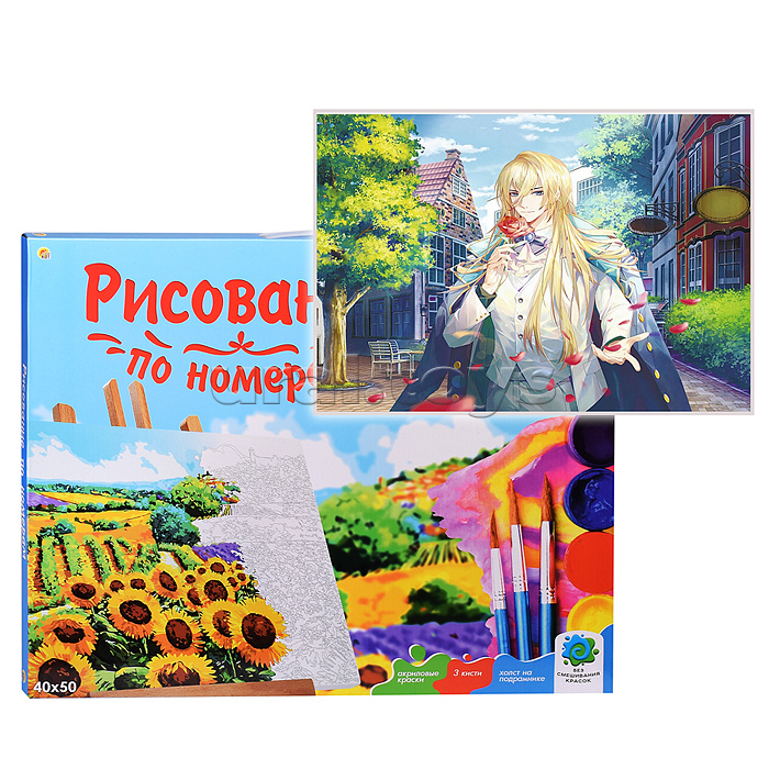 Холст с красками 40х50 по номерам "Аниме. Запах розы" 24 цвета Холст с красками 40х50 по номерам "Аниме. Запах розы" 24 цвета