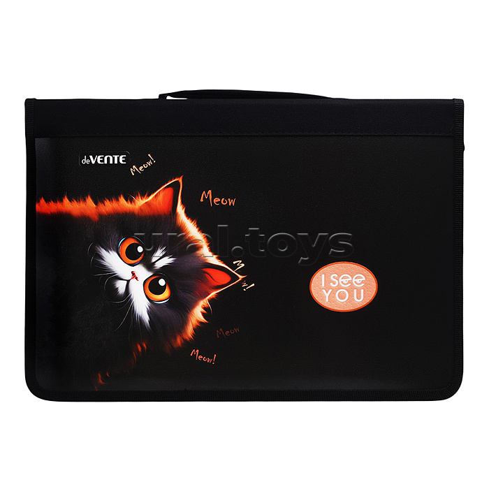 Папка для тетрадей, ИЗО и технологии "I See You" A4 (337x230x30 мм) с ручкой, на молнии с трех сторон, картон с конгревным тиснением