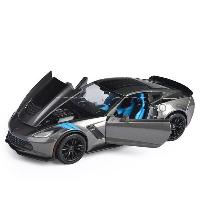 Машинка die-cast 2017 Corvette Grand Sport, 1:24, серебристая, открывающиеся двери