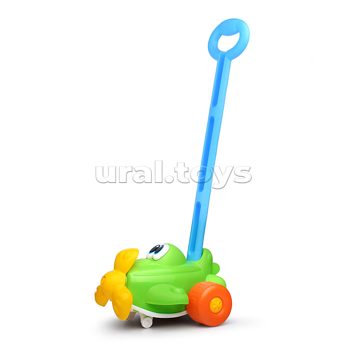 Каталка "Самолетик" (с ручкой), зеленый