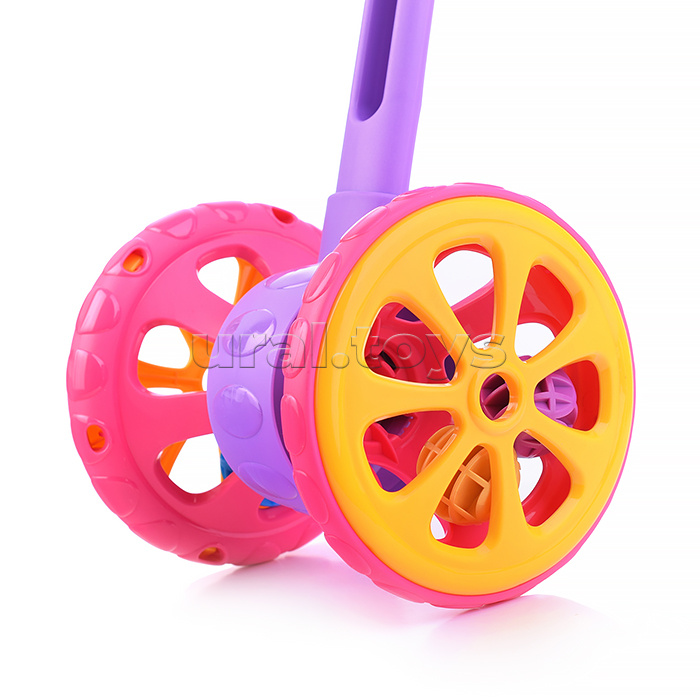 Каталка "Весёлые колёсики" с шариками (фиолетово-розовая)