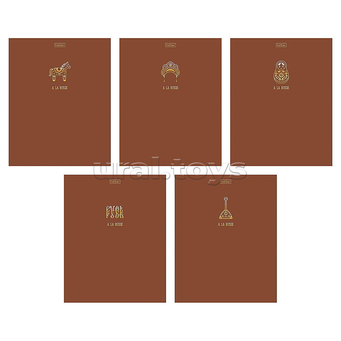 Тетрадь 48л. клетка "А-ля Рус" А5ф на скобе ламинация цв. 3D фольга 5 диз.в блоке