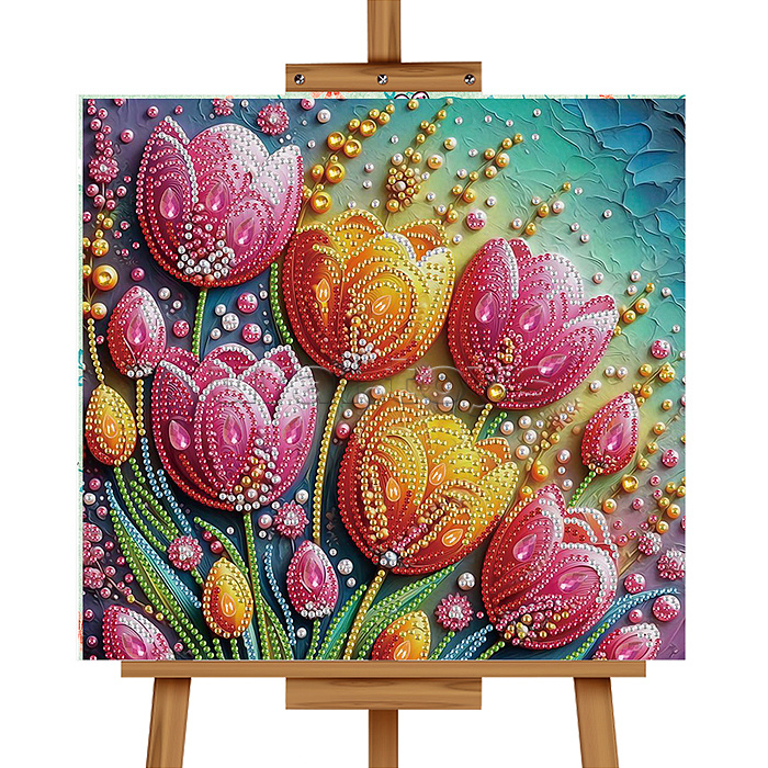 Мозаика алмазная "Тюльпаны" 20*20см.
