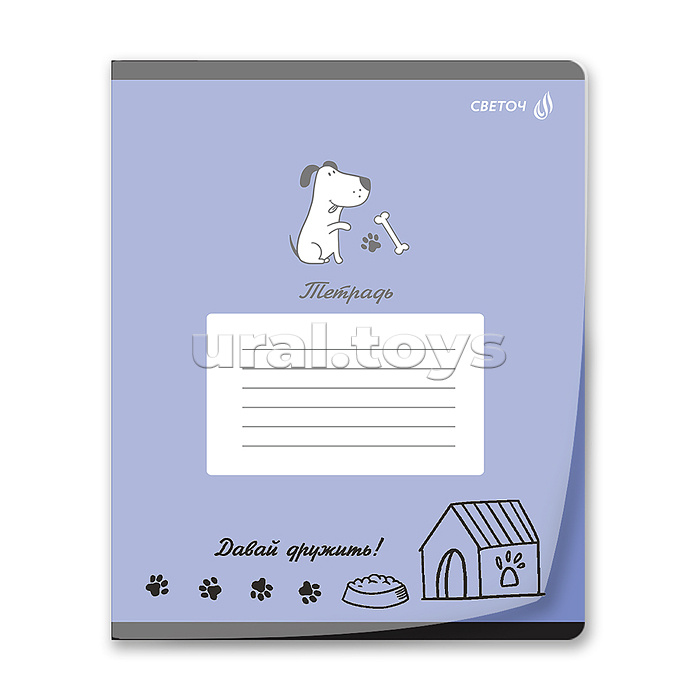 Тетрадь 12л. линия "Давай дружить" пластик. обложкой 180 мкм. с трафарет. печатью