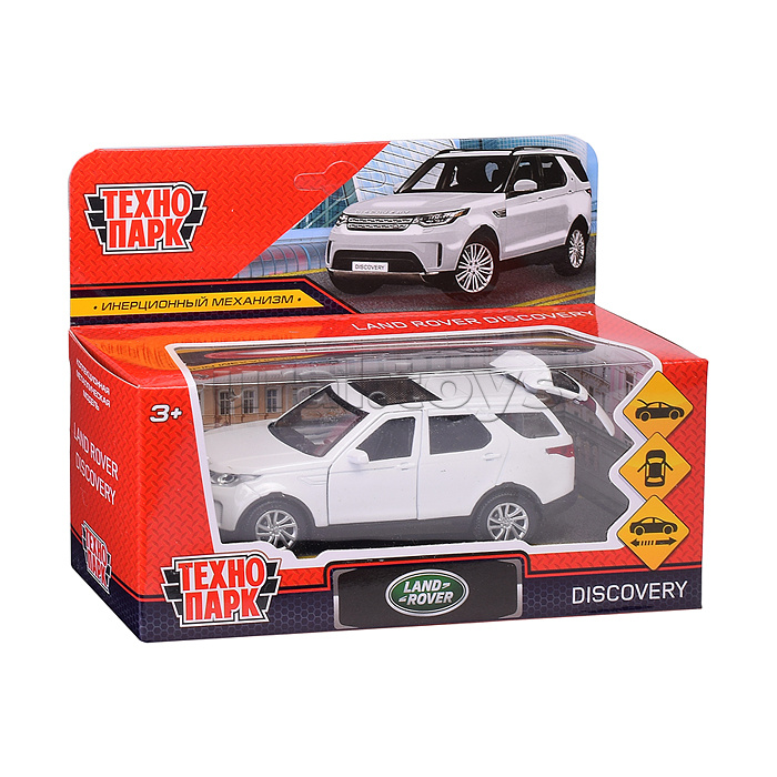 Машина металл Land Rover Discovery 12см, открыв. двери, инерц, белый, в коробке