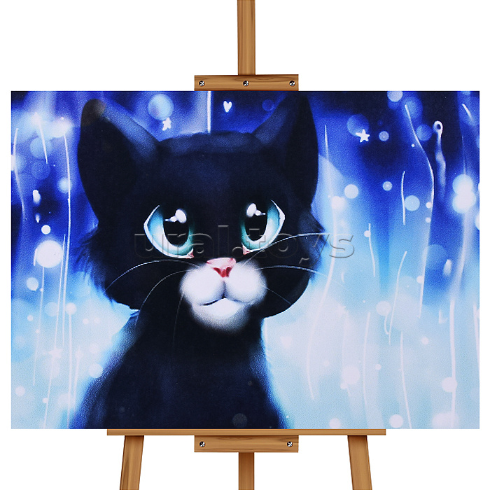 Мозаика алмазная "Чёрный котёнок" 20*30см.