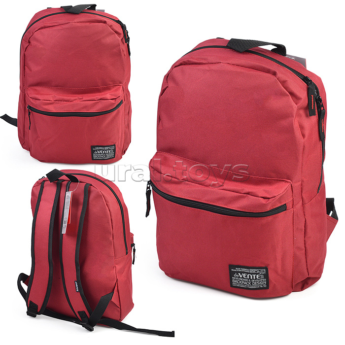 Рюкзак "Red" подростковый 40x29x17 см (14 л) 250 г, 1 отделение на молнии, 1 передний карман, бордовый