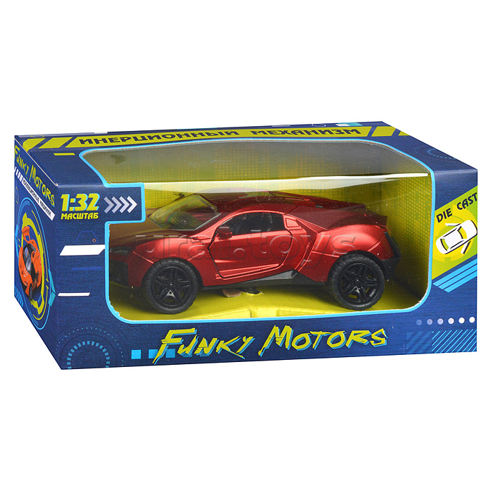 Бордовая инерционная машинка die-cast, 1:32, открывающиеся двери