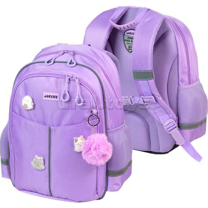 Рюкзак "Lifestyle. Ghost Meow" школьный 37x28x16 см (16 л) 500 г, плотный износостойкий полиэстер с водоотталкивающей пропиткой и rip-stop, 2 отделения на молнии (одно с уплотненным отделением для ноутбука до 15 дюймов и книг и карманом для учебников, вто