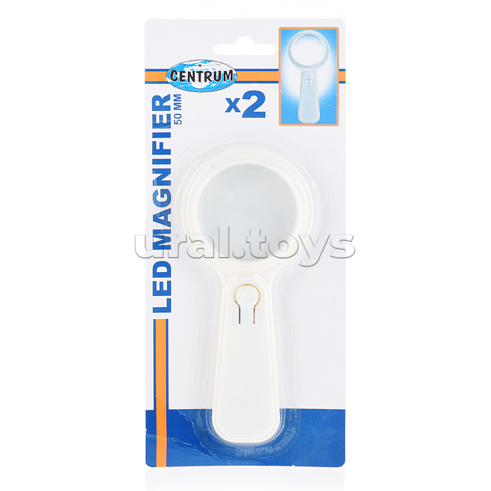 Лупа LED, материал: стекло, пластик, цвет: белый, диаметр: 50 мм
